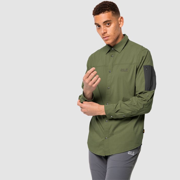 Jack Wolfskin Mens Kenovo Long Sleeve Shirt Olive 391285MHB